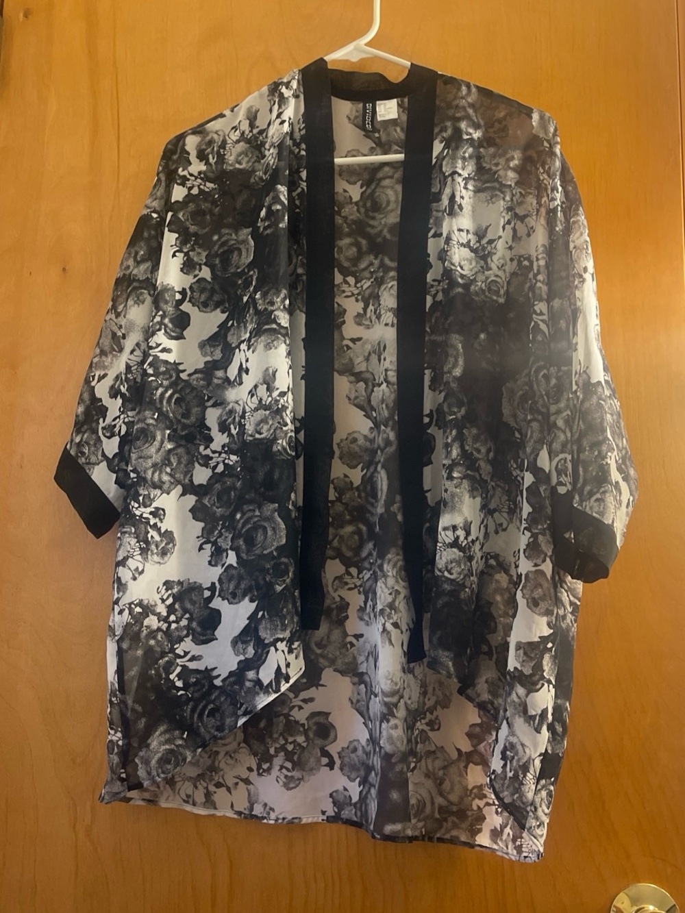 H&M Divided Sheer Floral Cardigan in Black and White